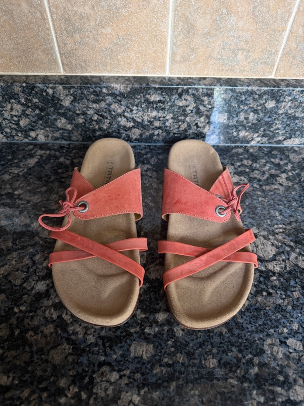 Women’s Coral Suede Strappy Slide Sandals with Adjustable Lacing